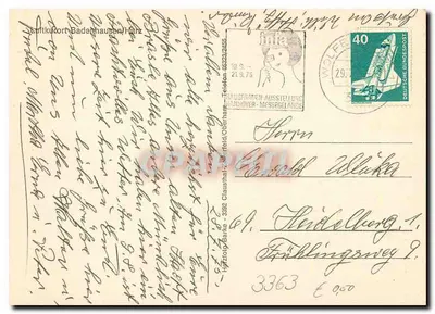 Badenhausen/Harz — widok panoramiczny, jeźdźcy, fontanna, jezioro, kościół — wydawca nieznany — Rewers