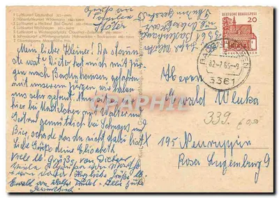 Saudações do lindo Harz — Lautenthal, Wildemann, Okertalsperre, Clausthal-Zellerfeld, Bad Grund, Hahnenklee, Wolfshagen — editor não visível — Verso