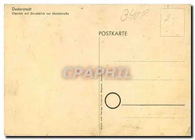 Duderstadt — Obertor com visão para a Marktstraße — Druck und Verlag Friedrich Wagner, Duderstadt — Verso