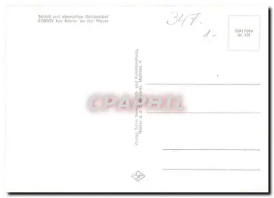 Schloss Corvey — antiga abadia imperial — editor Julius Henne, Hoxter a.d. Weser, n° de série 191 — Verso