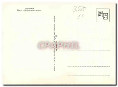 Fritzlar - Rynek z fontanną Rolanda - wydawca: Verlag u. Gebriider Schmidt - Lübeck — Rewers