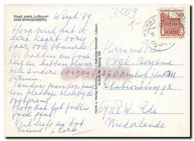 Romantisches Spangenberg — widok miasta i zamku — Herst. u. Verlag Schöning & Co + Gebrüder Schmidt, Spangenberg — Rewers