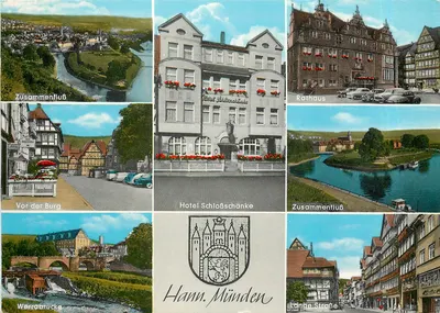 Hann. Münden — vista panorâmica e monumentos — Hotel Schloßschänke