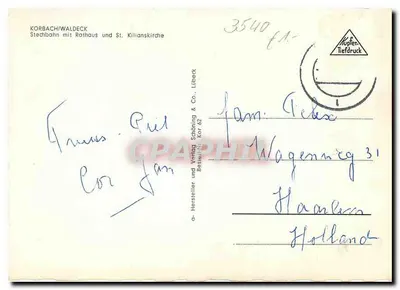 Korbach/Waldeck — Stadtbahn mit Rathaus und St. Killianskirche — Verlag Schöning & Co., Lübbecke — Achterkant