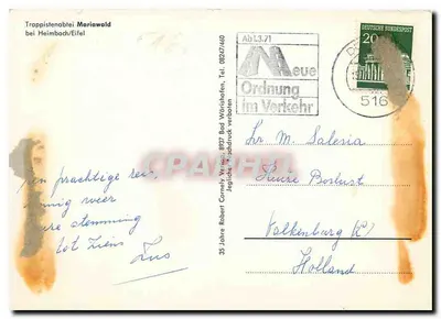 Trappistenaabtei Mariawald — widok panoramiczny — wydawca nieznany — Rewers