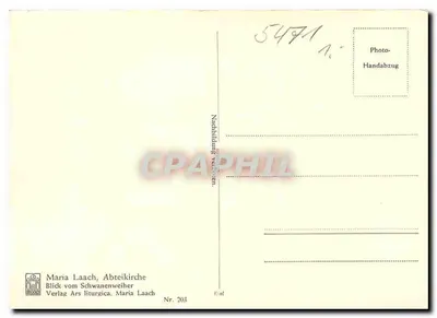 Maria Laach, Igreja Abacial — Vista do Schwanenweither — Verlag Ars liturgica, Maria Laach, Nr. 203 — Verso