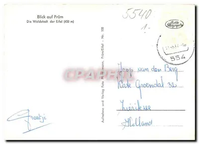 Prüm — widok lasu (450 m) — Échle Photographie, Prüm/Eifel, n° 100 — Rewers
