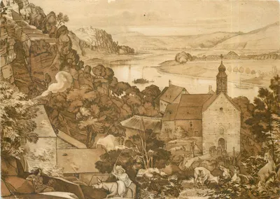 Vue do Moseltal perto de Trier — J. A. Ramboux, Städtisches Museum Trier — editor Woldemar Klein, Berlin-Wilmersdorf, n° K 46