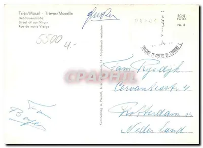 Trier/Moselle - Liebfrauenstraße — Rua de Nossa Senhora — Kundverlag A. Prechtl, Trier — Verso