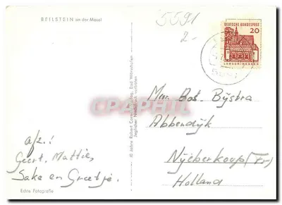 Beilstein an der Mosel — widok panoramiczny z zamekiem i winnikiem — Rewers