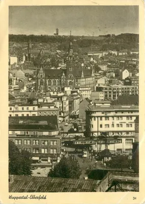 Wuppertal-Elberfeld — vista aérea da cidade com editor 'LEBENDOTA VEREIN' e n° 34