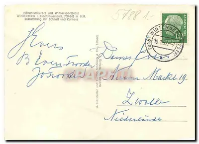 Winterberg — Slalomhang mit Schnell und Kurhaus — Hersteller und Verlag Schöning & Co., Wiberg — Rewers