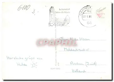 Darmstadt — Grande cidade na floresta — editor Kraanohl, n° FX 123 — Verso