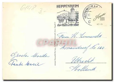 Heppenheim — vista panorâmica e monumentos — Jakob Krausli-Verlag, série G148 — Verso