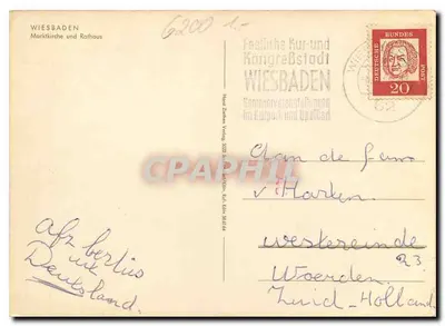 Wiesbaden — Marktkirche i Rathaus — wydawca H. Zentner Verlag — Rewers