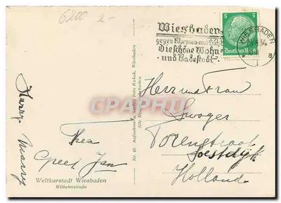 Wiesbaden — Wilhelmstraße — Weltkurstadt Wiesbaden, Wilhelmstraße, wydawca Weltkurstadt Wiesbaden — Rewers