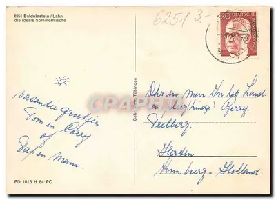 Baldwinstein / Lahn — a « Ideal Sommerfrische » — editor FD 1015 H 84 PC — Verso