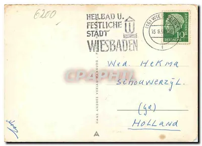 Wiesbaden — vista panorâmica — Hans Andres Verlag Hamburg — Verso