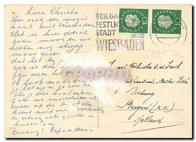 Wiesbaden — vista panorâmica com Kurhaus, Opelbad, Staats Theater e Brunnenkolonnade — editor não identificado — Verso