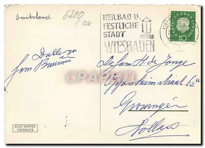 Wiesbaden — Am Kureck — Echt Kupfer-Tiefdruck — Rewers