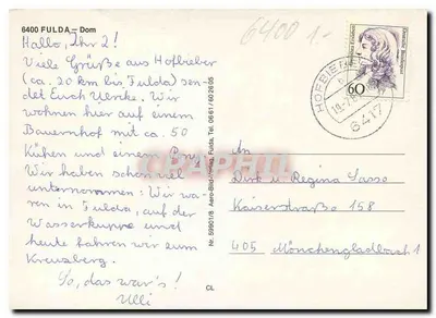 Muitos cumprimentos da Rhön — Sarockstadt Fulda — Aero-Bild-Verlag — Verso