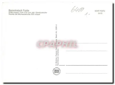Fulda — barokowa katedra i kościoł św. Michała — wydawca R. Büttnner, Paulus-Verlag Fulda — Rewers
