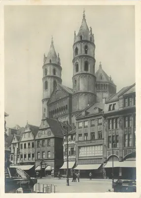 Dom de Worms — vista das torres orientais da praça — editor Städtische Bilderei/Deutscher Kunstverlag, Berlin W 8