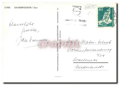 Saarbrücken — vista da Saar com pontes e vias — Postkartenvierlag Pieron — Verso