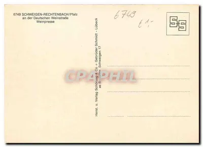 Schweigen-Rechtenbach — A prensa de vinho — Verlag Schöning & Co, Lübeck — Verso