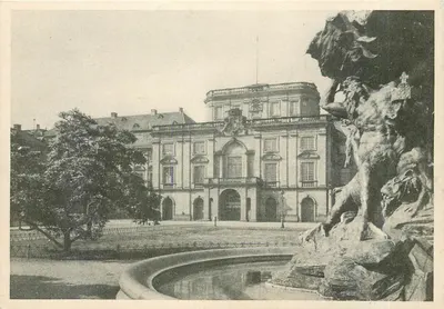 Schloss Mannheim — vista do castelo com fonte — Verlag Gustav Ortman, Niederweiler/Bd. Nr. 4