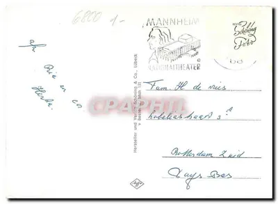 Mannheim — widok panoramiczny — éditeur Varian Schöning & Co. — Rewers
