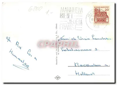 Mannheim — SAUDADE DE MANNHEIM — Fabricante e editora Schäring & Co., Lübeck — Verso