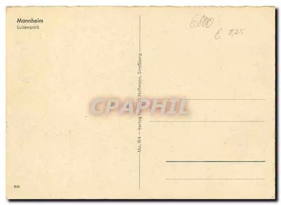 Mannheim — Luißenpark — Verlag Heinrich Hoffmann, Straßburg — Verso