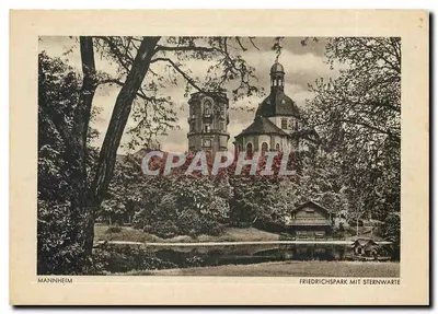 Mannheim — Friedrichspark com Observatório Astronômico — Kunstverlag Phil-Korn, Stuttgart, Nr. 11408