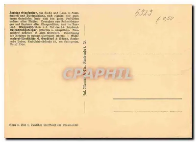 Witraże kościoła w Michelfeld i. Bd. — rysunek A. Fink, Karlsruhe — wykonanie E. Großkopf, Karlsruhe — Rewers