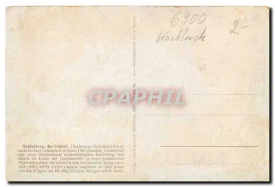 Heidelberg, zamek — dawniej rezydencja książąt — wydawca Carl Knoblauch, nr 15 — Rewers