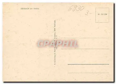 Eberbach am Neckar — widok panoramiczny miasta i rzeki — Kunstverlag K. Peters, Nußbach — Rewers