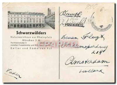 Schwarzwälder Naturweinhaus zur Rheinpfalz — Traubenzimmer w pierwszym piętrze — Wydawca: E. W. Meier — Rewers