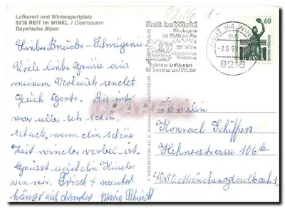Reit im Winkl — Oberbayern — Werbeverlag R. Gormannheim — Verso