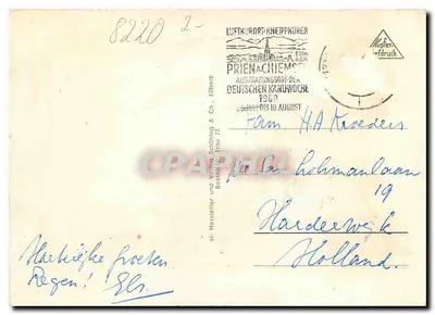 Traunstein — Vista da cidade e das montanhas — editor: Schünning & Co. — Verso