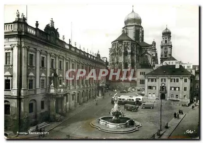 Passau, Residenzplatz — Catedral e Fonte Wittelsbacher — Verlag Ako Kohlbauer, N° 6587