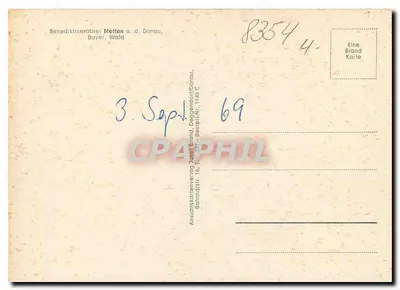 Abadia beneditina de Metten — vista aérea — Anstaltskartenverlag Josel Brand, Deggendorf — Verso