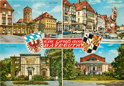 Bayreuth — Altes Schloß, Marktplatz, Haus Wahnfried, Festspielhaus — editor não visível