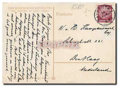 Bayreuth — Altes Schloss — Das Malerische Bayreuth, Nach Aquarellen von Gustav Lüttgens — Verso