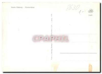 Veste Coburg - Fürstenbau — editor Foto v. Verlag Joseph Hager, n° 8630 — Verso
