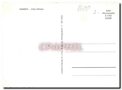 Bamberg - Altes Rathaus — editor Tillig, Bamberg, número de série B 1/202 — Verso