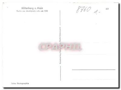 Miltenberg a. Main — Parte no mercado central construído em torno de 1500 — Kunstverlag Karl Peters, Fürth/Odenwald, n° 319 — Verso