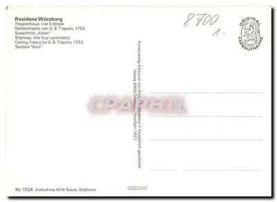 Residenz Würzburg — Schody: fresk sufitowy 'cztery części świata', sekcja 'Azja' — Kursverlag Edmund von Kornfeldberg — Rewers