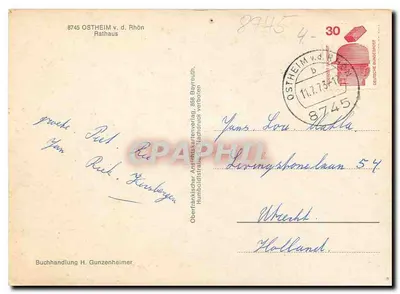 Rathaus Ostheim v. d. Rhön — Oberfranken — editor Buchhandlung H. Gunzenheimer — Verso