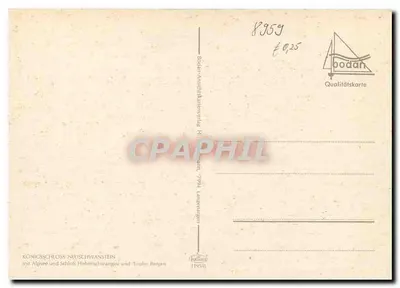Zamek Neuschwanstein — Alpsee i alpejskie góry — Bodan Qualitätskarte — Rewers